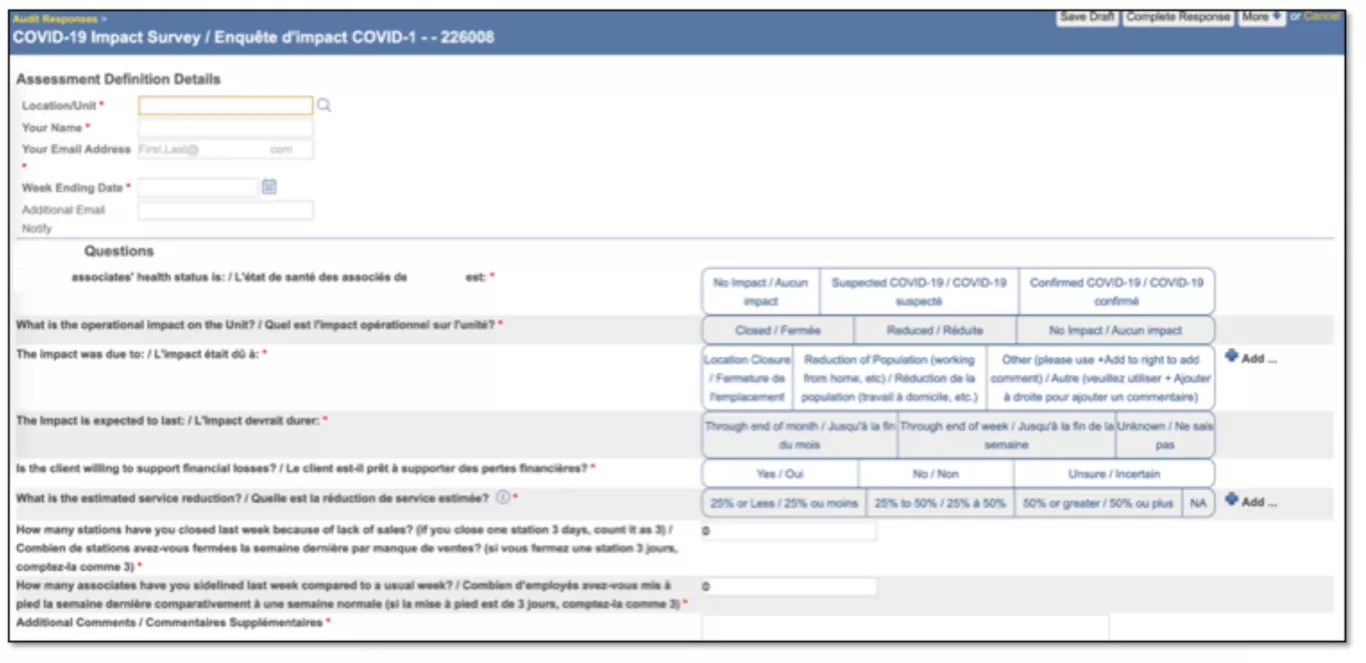 Covid-19 Location Impact Survey