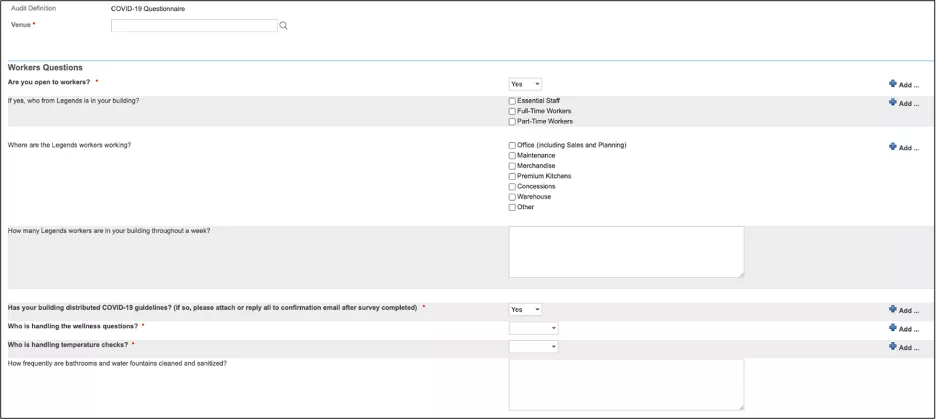 Example COVID-19 audit created in response to the pandemic