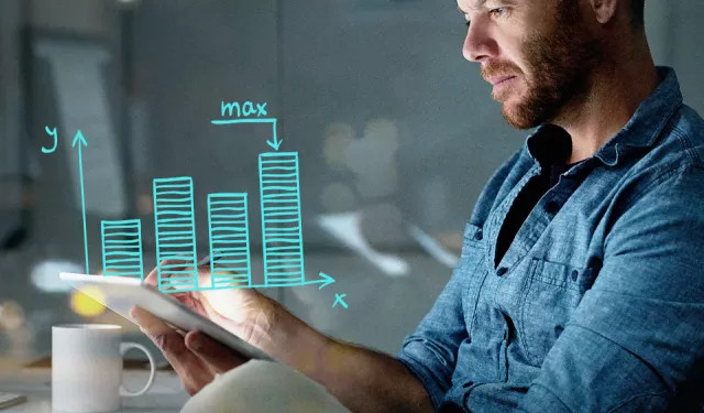 man viewing analytics dashboard