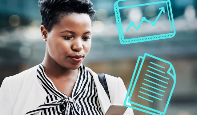 Woman managing work on phone