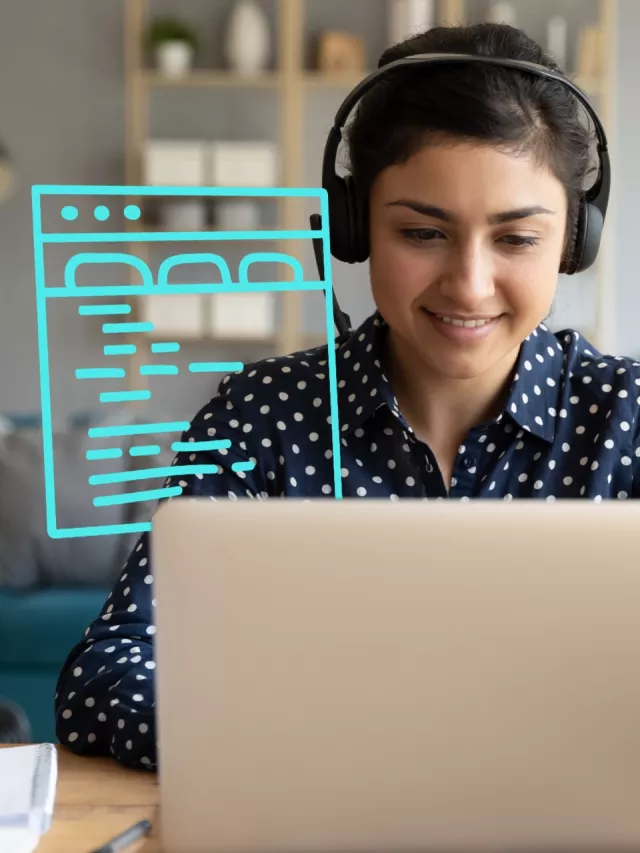 woman coding on laptop