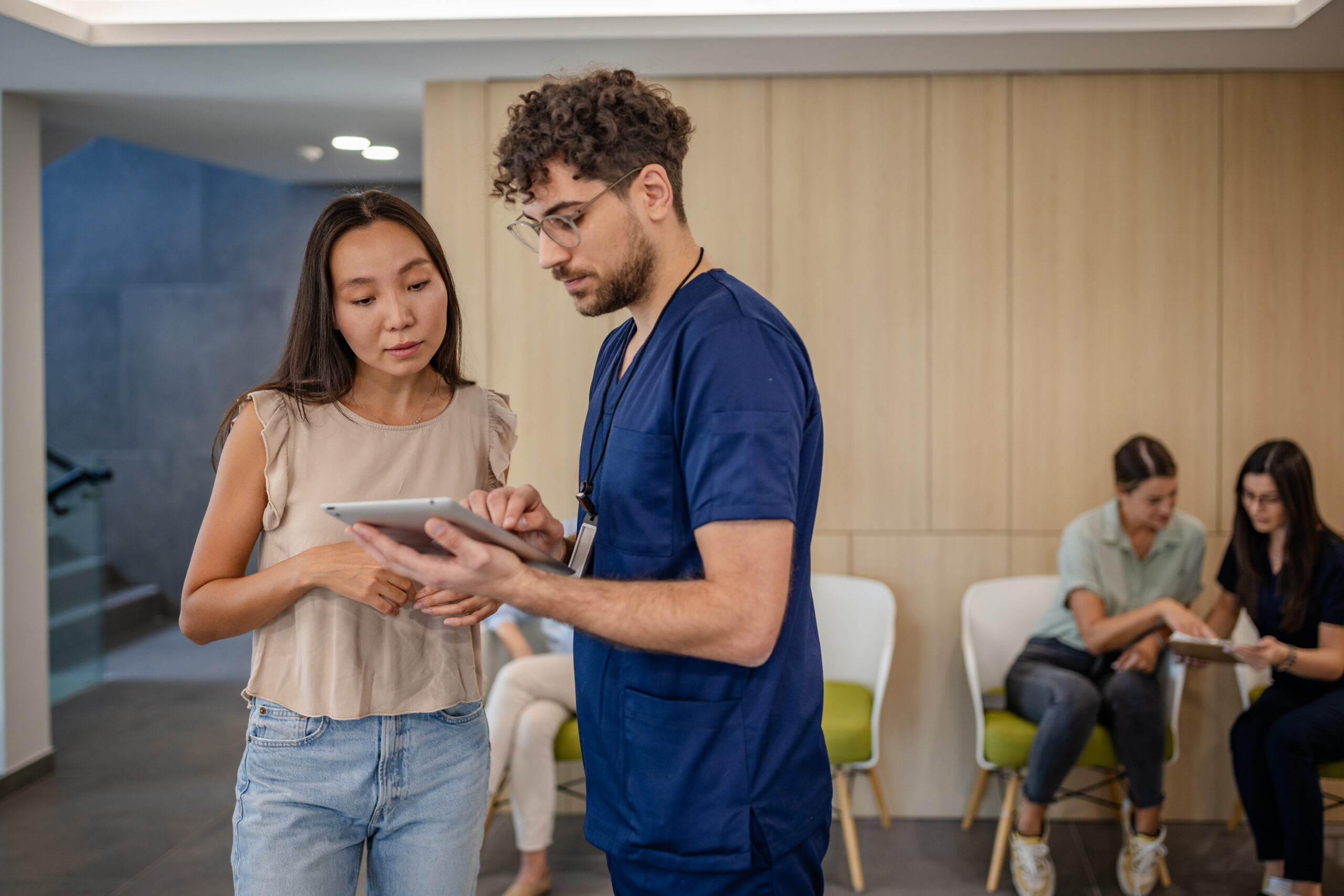 Interaction during healthcare checkup with digital aid