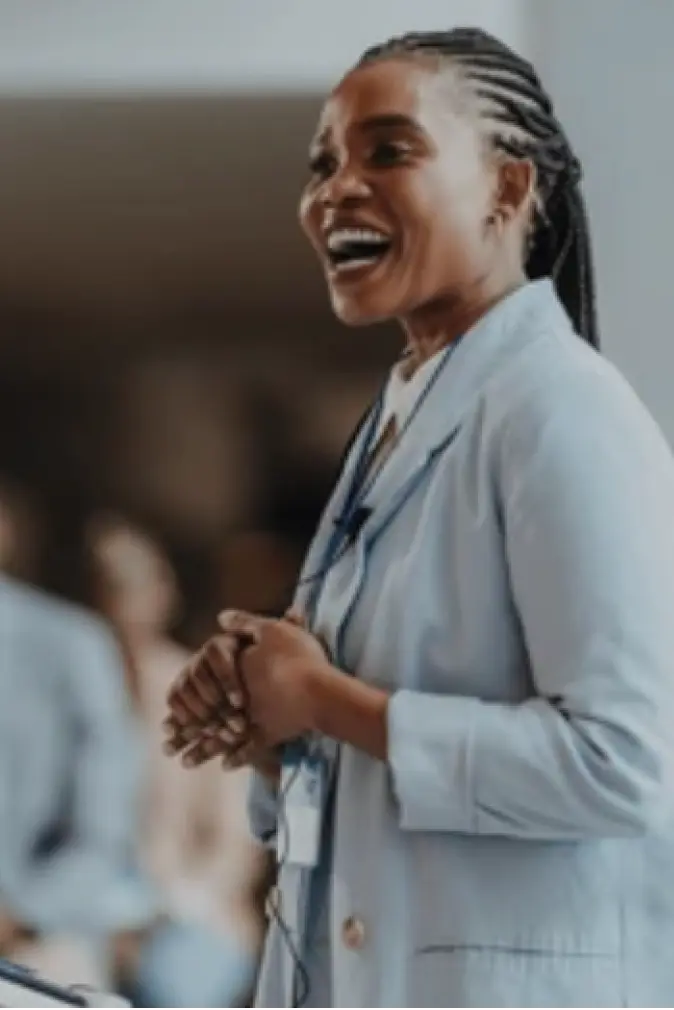 Woman giving a speech.