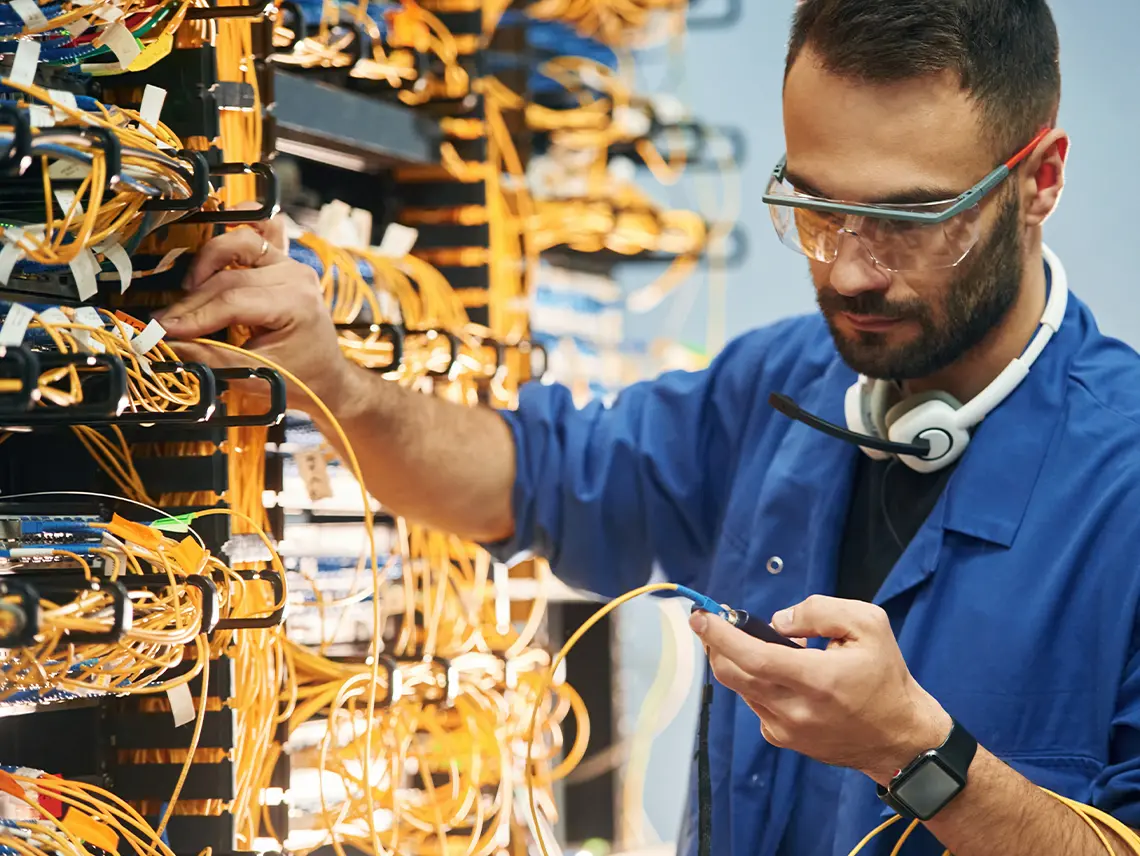 An electrician conducting a test.