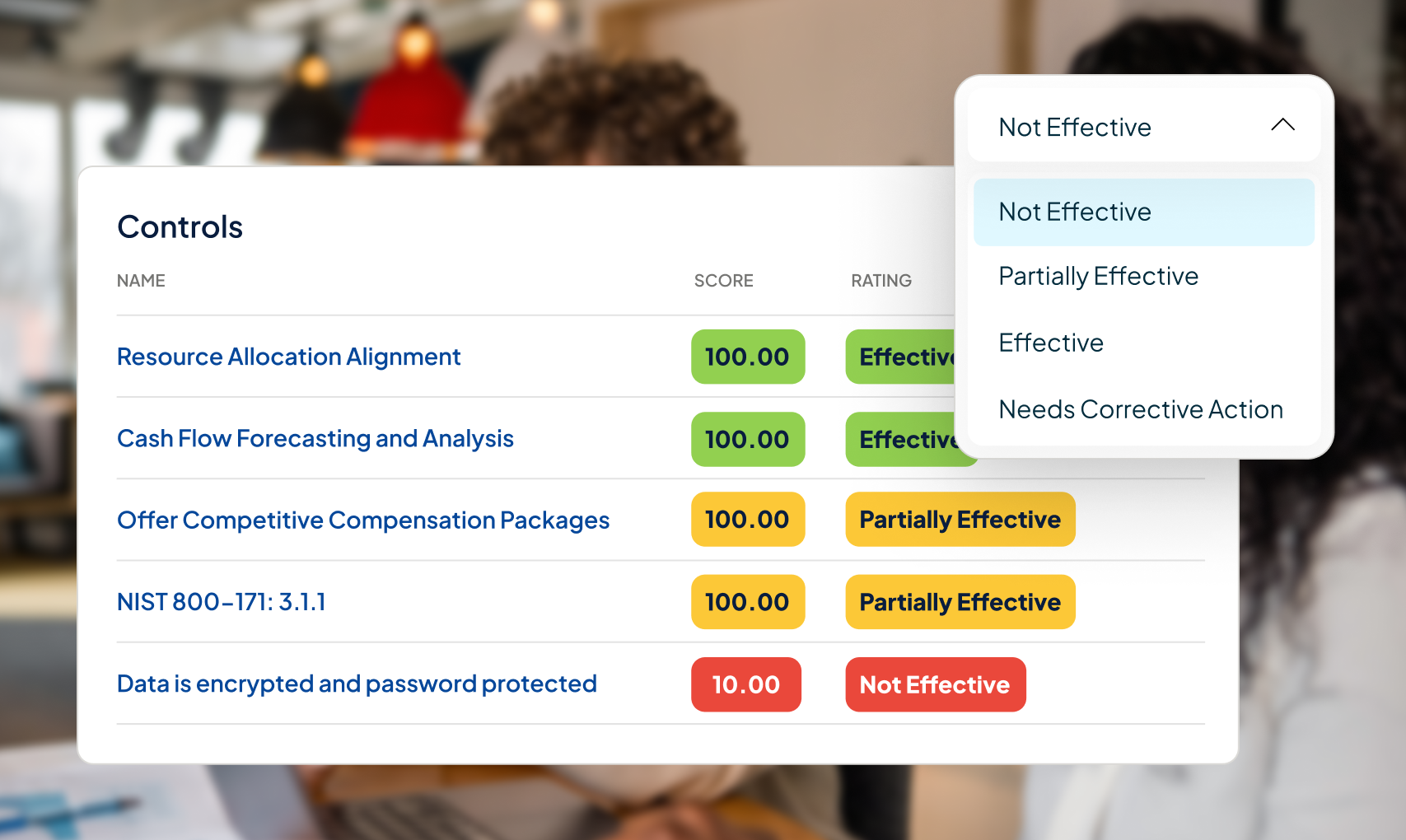 Demo of Internal risk control assessment dashboard.