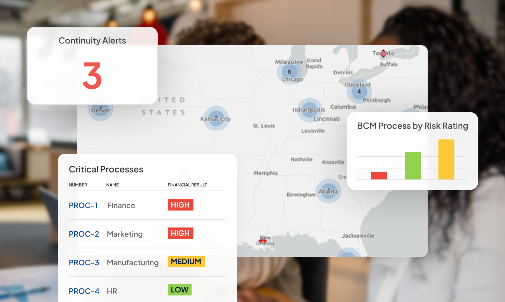 Business continuity dashboard from Origami Risk.